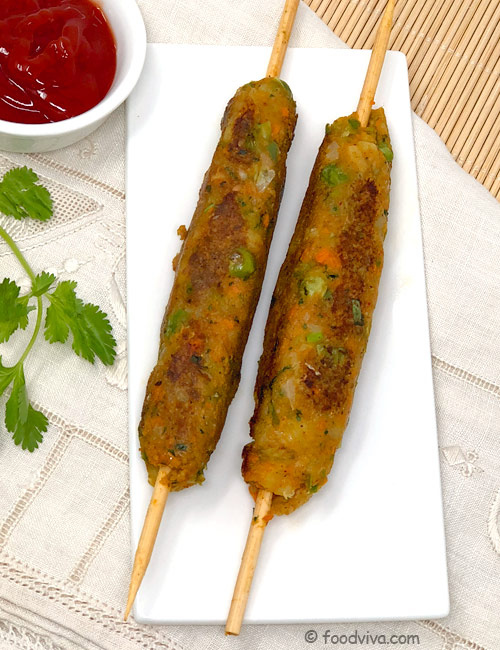 Veg Seekh Kabab Recipe - Vegetarian Healthy Starter - Step by Step