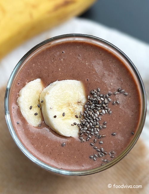 Chocolate Peanut Butter Smoothie with Banana and Cocoa Powder