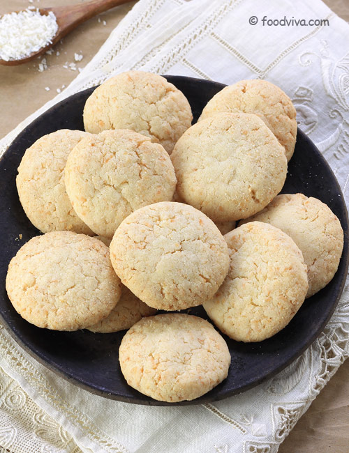 Eggless Coconut Cookies Recipe Indian Style Coconut Biscuit